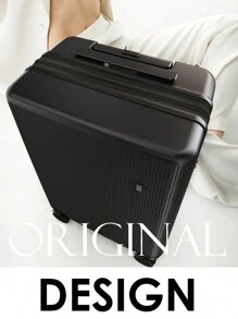 1pc 20-Inch PC Carry-On Luggage With Expandable Wheel System, Durable And Solid Thickened Password Travel Suitcase, Lightweight Bag For School School Accessories School Stuff - Black - View 4