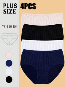 4 Peças/conjunto De Calcinhas Confortáveis E Respiráveis Tamanho Plus Size Para Mulheres Com Pequenas Bolinhas Estampadas