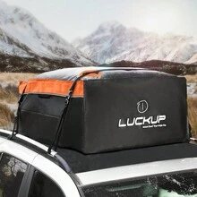 LUCKUP 520L 100% Waterproof Durable Rooftop Cargo Carrier Bag,Fits All Cars With Rack Or No Rails, 4 Heavy Duty Wide Straps And Buckles, 18.5 Cubic Ft, Black - 橘色 - 查看 1