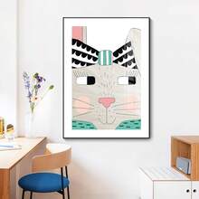 1pc Creative Cartoon Animal Print Painting Core Art Wall Decor Without Frame, Water Resistant For Living Room, Bedroom, Study Room - White - View 5