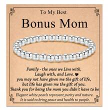 1 件串珠球手链，适合女士，送给妈妈、婆婆、阿姨、奶奶、娜娜、咪咪、吉吉的生日、圣诞节、母亲节、婚礼、日常佩戴的礼物 - 銀色 - 查看 13