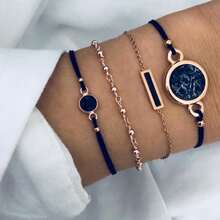 4pcs Bracelet Set Navy Blue Elegant Chain Suitable For Daily Wear Suitable For Men And Women - Set Bracelet - View 2