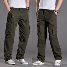 Pantalones De Trabajo Casuales Multibolsillos Para Hombre - Verde - Ver 4