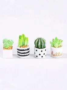 1入假仙人掌盆栽擺設,小型生態苔蘚裝飾擺設,適用於家庭和辦公室 - 綠色 - 查看 6