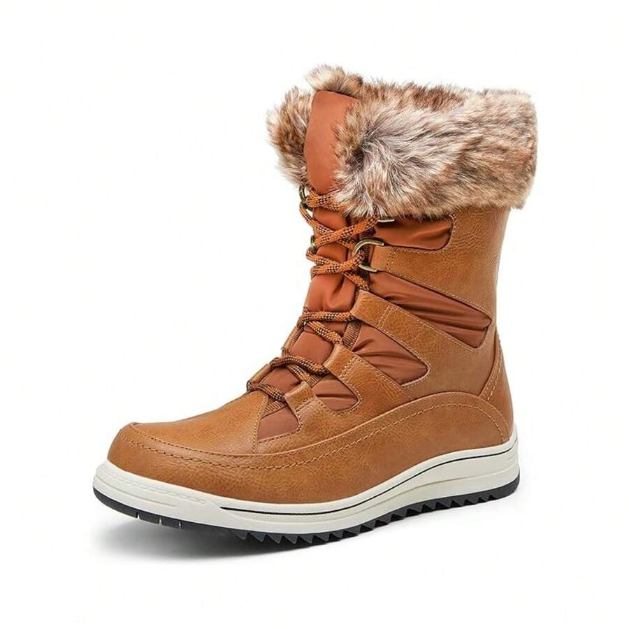 Women'S Comfortable Waterproof Snow Boots - màu nâu - Xem 1