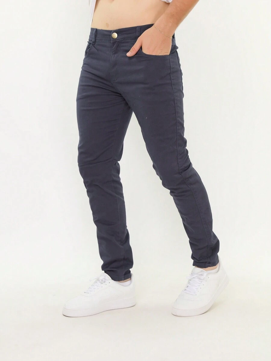 Calça Jeans sarja Skinny Masculina Com Lycra Estica - Preto - Visão 1