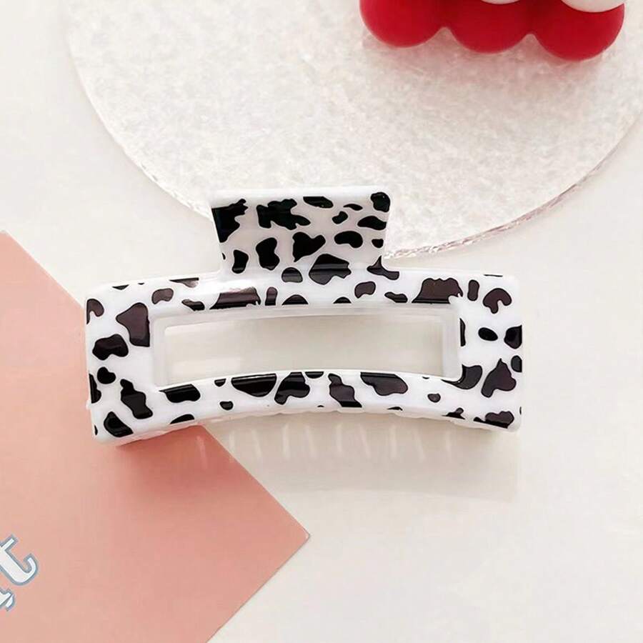 1 chiếc kẹp tóc nữ họa tiết da báo đen trắng, kẹp tóc vuông bằng acrylic cho dự tiệc, tạo kiểu tóc, quà tặng, phụ kiện tóc họa tiết da báo mùa thu đông cho nữ, phù hợp với trang phục đi nghỉ mát, mùa hè, đi biển. - Đen và trắng - Xem 1