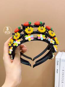 3 Piezas Aro De Pelo Trenzado Dulce Y Lindo Para Niñas En Multicolor