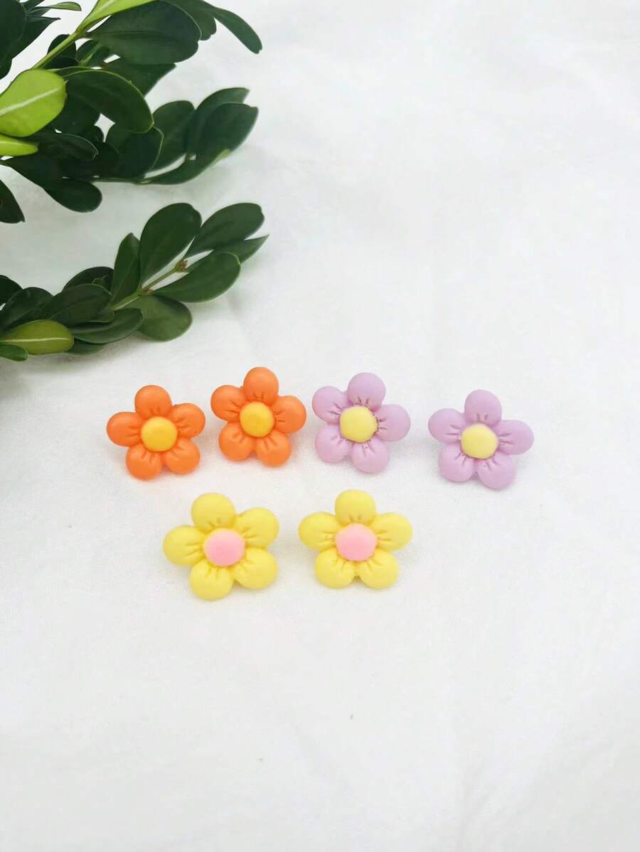 1 bộ Phim hoạt hình dễ thương Đầy màu sắc Hoa Bông tai stud - những bông hoa - Xem 1