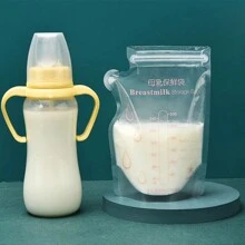 30pcs 250ml Breast Milk Storage Bag With Funnel Spout & Double Zipper Seal For Refrigeration - White - View 5
