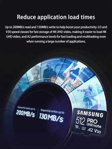 Samsung Cartão de Memória Final Original SAMSUNG TF PRO MicroSDXC 512GB 256GB 128GB com Leitor de Cartão V30 A2 Ler 200MB/s TF Card para Drone