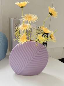 1pc Ceramic Table Flower Vase For Living Room, Entrance, Dry/Real Flower Arrangement, Nordic Luxury Hotel Lobby, Craft Decoration - Purple - View 3