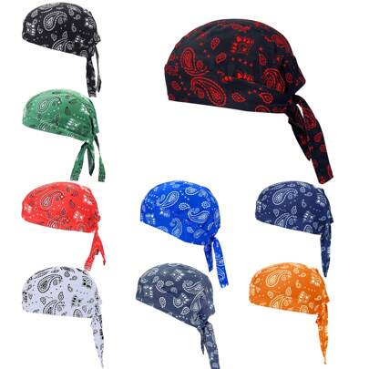 Doo Rags Paisley Skull Bandana Motorcycle Do Rags Head Wrap Hard Hat Helmet Liner Chef Hats Cycling Cooling Dew Rag For Men And Women,Summer,Beach,Holiday
