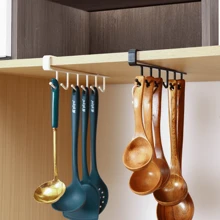 4pcs Cabinet 6-Hook Storage Organizer Rack, Wardrobe Hanging Hooks, Kitchen Adhesive-Free Clamp Hooks [Bulk Reference Image 7]