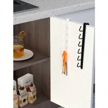4pcs Cabinet 6-Hook Storage Organizer Rack, Wardrobe Hanging Hooks, Kitchen Adhesive-Free Clamp Hooks [Bulk Reference Image 7]