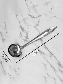 1pc Stainless Steel Fat Separator Spoon With Thickened & Lengthened Handle For Hot Pot Cooking - Silver - View 2