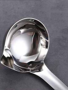 1pc Stainless Steel Fat Separator Spoon With Thickened & Lengthened Handle For Hot Pot Cooking - Silver - View 4
