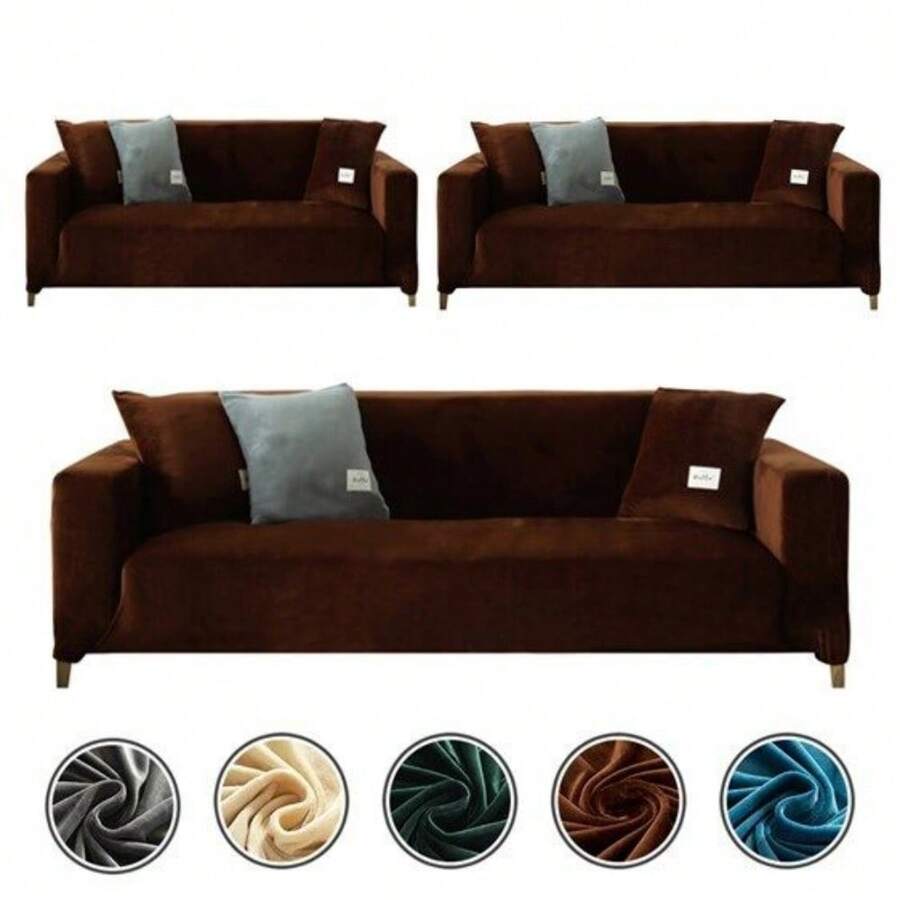 Capas de sofá de veludo, 1, 2, 3, 4 lugares, elásticas, grossas, capa de sofá com 1 fronha, protetor de móveis para sala de estar