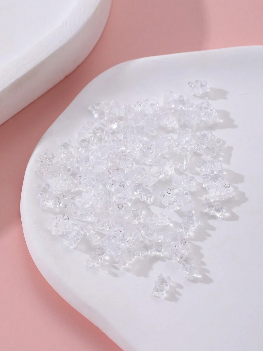 50入組時尚美甲可愛小熊樹脂吊件4x7mm多色熊形美甲diy 3d貼花石頭,適用於指甲裝飾 - 杏色 - 查看 1