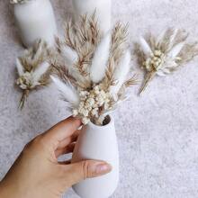 6支迷你干花花束，波西米亚风婚礼装饰，胸花，桌面装饰，干芦苇，生日蛋糕花，新娘手腕花，春季婚礼装饰 - 棕色 - 查看 6