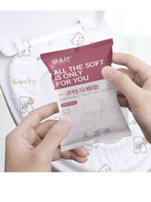 10pcs Disposable Double Layer Mixed Pattern Toilet Seat Cover, Individually Wrapped Printed Double-Deck Closestool Set, Waterproof Maternity Toilet Pad - Multicolor - View 6