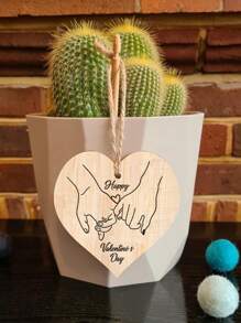 1 件情人节木制心形牌匾礼物，送给你的心木制挂牌，送给他或她的我爱你牌匾 - 米色 - 查看 5