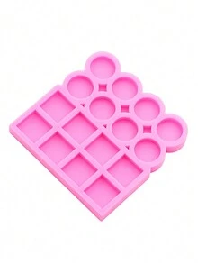 1pc Liquid Silicone Mold For Making Small Shiny Square & Round Earrings, Suitable For Diy Jewelry Making Hair Clips, Hair Bands, Earrings, Jewelry Accessories - Pink - View 5