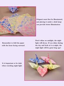 70 張材料發光摺紙紙帶鶴、玫瑰和心形設計適合 Diy 手工折疊紙工藝品 - 彩色 - 查看 3