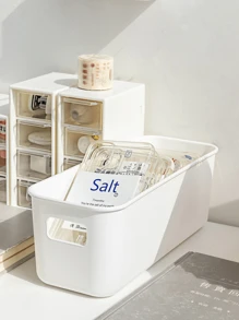 1pc Drawer Type Storage Box, Kitchen Organizer Container, Jewelry Makeup Storage Case - White - View 4