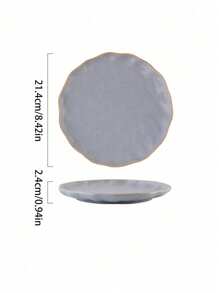 1個顏色純正的波浪狀陶瓷盤,具有古老的芝麻圖案釉,日本手工粗製陶瓷盤,適用於家庭早餐盤,甜點盤,商業餐具 - 淺藍色 - 查看 2