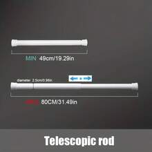 1pc White Punch-Free Telescopic Rod,(Diameter0.98in,Length19.25-31.49inch)Strong Spring Load-Bearing Shower Curtain Rod, Clothes Drying Rod, Support Rod, Window Curtain Rod, Door Curtain Rod, Bathroom Accessories - White Length 19.25-31.49in - View 2