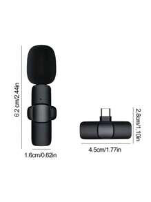 Type-C K6 Wireless Lavalier Microphone, Omnidirectional Lapel Mic For Recording/Broadcasting/Live Streaming With Lavalier Mic One Drag One