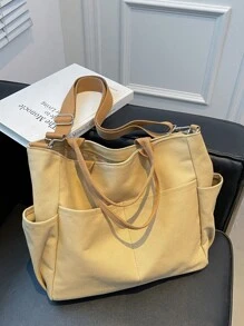 Fashionable Large Capacity Women's Tote Bag, Shoulder Bag, Crossbody Bag, Hand Carry Bag, Multi-Pocket With Laptop Compartment - Ginger - View 9