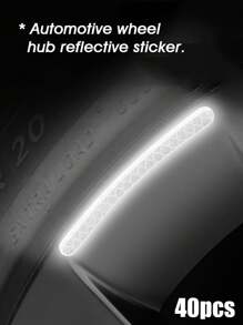 40条强力白色反光条，女士汽车配件，汽车装饰，汽车零件，适用于山地自行车反光轮毂贴纸、摩托车轮毂、汽车、自行车、自行车反光贴纸、装饰条、车轮反光贴纸，适合作为男士礼物、汽车装饰、汽车贴纸 - 銀色 - 查看 3