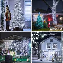 2pcs 72ft 200 Led Solar Christmas Lights, Outdoor Waterproof Solar String Lights, 8 Modes Green Wire Solar Tree Lights, For Outdoor Christmas Decoration Yard Party Garden Patio (Warm White) - Cold White - View 5