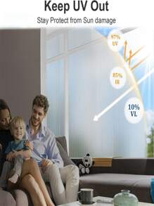 Reeded Glass Window Film Non-Adhesive Frosted Glass Window Film Sun Blocking Window Film Heat Control UV Blocking For Home Office - White - View 3