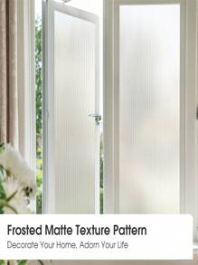 Reeded Glass Window Film Non-Adhesive Frosted Glass Window Film Sun Blocking Window Film Heat Control UV Blocking For Home Office - White - View 2