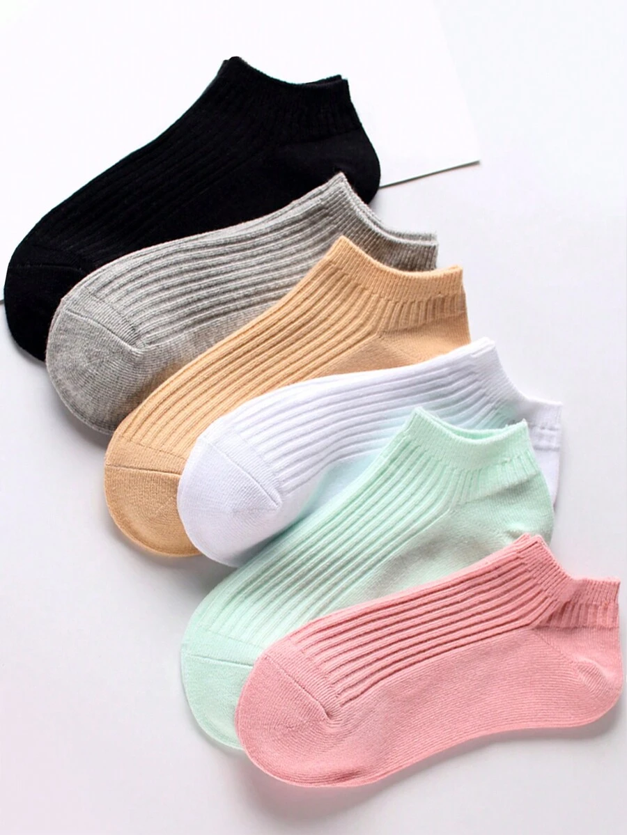 6pairs/Pack Women's Random Color Simple Striped Design Comfortable Breathable Ankle Socks - Multicolor - View 1
