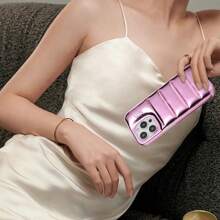 鏡子羽絨夾克造型手機殼,適用於蘋果iphone 14 Pro Max/15 Pro Max,保暖保護套 - 黑色 - 查看 3