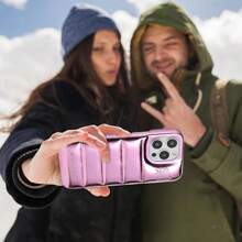 鏡子羽絨夾克造型手機殼,適用於蘋果iphone 14 Pro Max/15 Pro Max,保暖保護套 - 黑色 - 查看 5