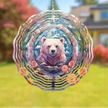 1入組北極熊風力旋轉器,3d金屬掛件動物北極熊風力旋轉器,庭院藝術北極熊園林裝飾,春季裝飾漸變色園藝旋轉器,禮品工藝品飾品動力吊掛風力捕獲器,適用於室內外窗戶裝飾 - 北極熊1 - 查看 1