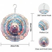 1入組北極熊風力旋轉器,3d金屬掛件動物北極熊風力旋轉器,庭院藝術北極熊園林裝飾,春季裝飾漸變色園藝旋轉器,禮品工藝品飾品動力吊掛風力捕獲器,適用於室內外窗戶裝飾 - 北極熊1 - 查看 2