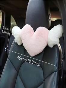 Cute Cartoon Car Headrest, Love Wings Neck Pillow, Neck Support Pillow, Car Interior Accessories, Valentine's Day Gifts - Baby Pink - View 5