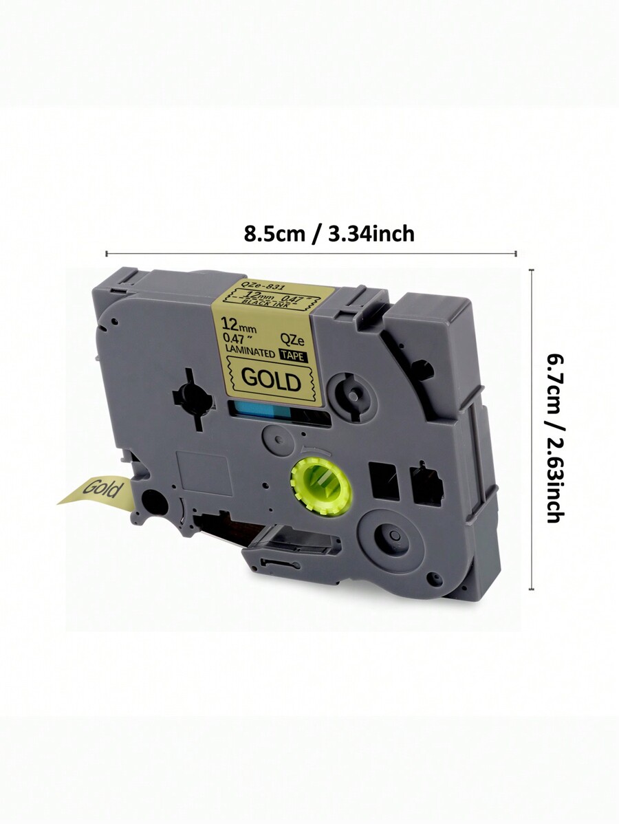 1 Pack TZ Tape 12mm 0.47 Laminated Black On Gold Tape Compatible For