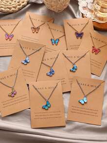 1件女士創意蝴蝶吊墜項鍊,波西米亞風格,歐美風格 - 金黃色 - 查看 1