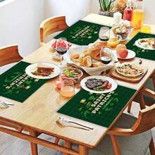 4pcs Heat Resistant Placemats With Traditional Green Hat Pattern On St. Patrick's Day For Table Decoration, Kitchenware - Multicolor - View 3