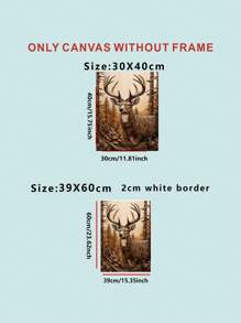 1入組防水復古鹿紋帆布畫,不帶框架,適用於客廳/臥室裝飾 - 彩色 - 查看 4