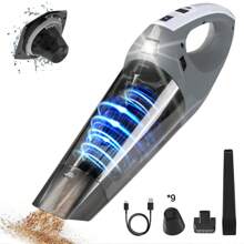 Hihhy Handheld Vacuum Cordless, Car Vacuum Cleaner, Mini Portable Hand Vacuum With LED Light And Type-C Charging, Small Hand Held Vacuum Cordless - Grey - View 1