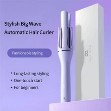 Automatic Curling Iron, 32MM Large Wave Barrel Curler With 2 Free Hair Clips, With 4 Temperature Adjustment Modes, Curling Iron With Smart Timer Smart/Voice Reminder, Curling Iron With Smart Sensors, Overheating Protection Automatic Power-Off Protection - Mauve Purple - View 3