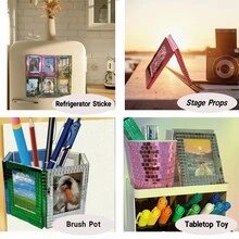 磁性相框（1 个 3 英寸），迪斯科镜面玻璃手工贴制，DIY 磁性百变组合创意装饰 - 銀色 - 查看 4